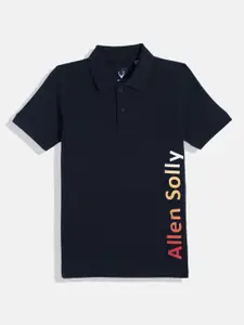 Allen Solly Junior Boys Brand Logo Printed Polo Collar Pure Cotton T-shirt