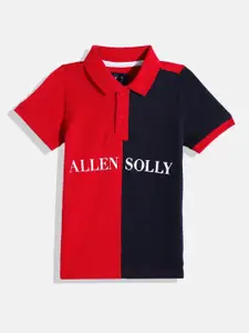 Allen Solly Junior Boys Colourblocked Polo Collar Pure Cotton T-shirt