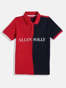 Allen Solly Junior Boys Colourblocked Polo Collar Pure Cotton T-shirt