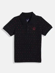 Allen Solly Junior Boys Micro Ditsy Printed Polo Collar Pure Cotton T-shirt