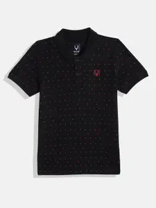 Allen Solly Junior Boys Micro Ditsy Printed Polo Collar Pure Cotton T-shirt