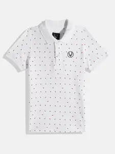 Allen Solly Junior Boys Micro Ditsy Printed Polo Collar Pure Cotton T-shirt