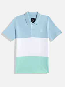 Allen Solly Junior Boys Colourblocked Polo Collar Pure Cotton T-shirt