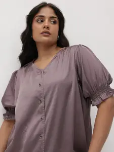 The Roadster Lifestyle Co. Plus Size Puff Sleeve Longline Top