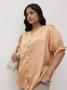 The Roadster Lifestyle Co. Plus Size Puff Sleeve Longline Top