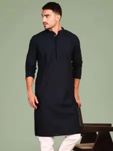 Anouk Floral Embroidered Chikankari Mandarin Collar Pure Cotton Straight Kurta