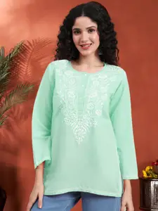 PARAMOUNT CHIKAN Ethnic Motifs Embroidered Chikankari Chikankari Kurti
