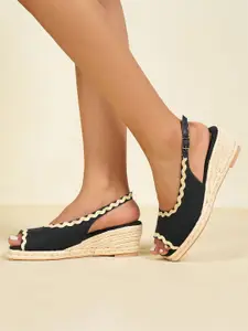 Theater Women Provence Peep-Toe Slingback Strap Wedge Heels