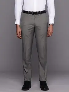 Louis Philippe Men Slim Fit Self Design Textured Formal Trousers