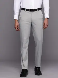 Louis Philippe Men Slim Fit Self Design Textured Formal Trousers