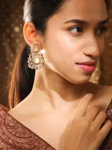 Rubans 18K Gold-Plated Yellow Sapphire & White Zirconia Gemstone Chandelier Earrings