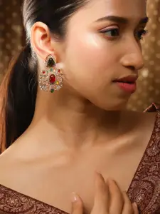 Rubans 18K Gold-Plated Multicolor Zirconia Gemstone Studded Chandelier Earrings