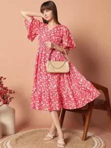 Raiyani Fashion Women Floral Printed Fit & Flare Midi Dress