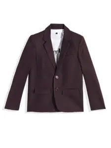 CHARCHIT Boys Checked Single-Breasted Party Blazer With T-Shirt