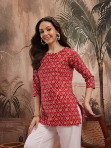 Sangria Floral Embroidered Pure Cotton Kurti