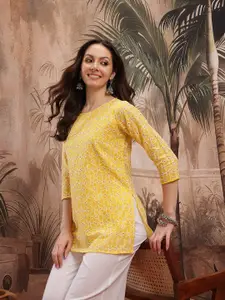 Sangria Floral Embroidered Pure Cotton Kurti