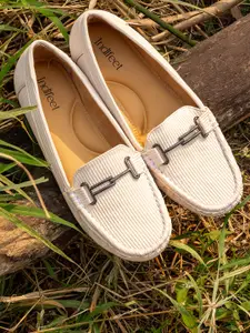 Indifeet Women Striped PU Loafers