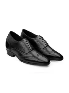 Bxxy Men Hidden Elevator Height Increasing Faux Leather Formal Full Brogue Lace-up Shoes