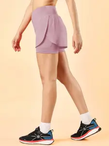 CULT Women Purple Performance Pro Training Layered Shorts