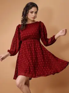 all about you Women Self Design Fit & Flare Dress