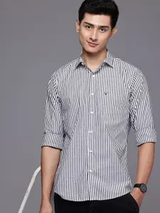 Allen Solly Pure Cotton Classic Fit Monochrome Striped Casual Shirt