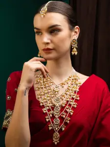 PANASH Gold Plated Beaded Layered Necklace