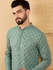 House of Pataudi Men Embellished Straight Kurta