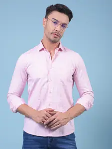 Crimsoune Club Checked Spread Collar Classic Slim Fit Pure Cotton Casual Shirt