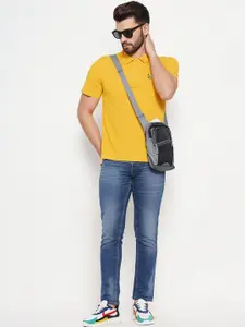 Moda Rapido Men Polo Collar Applique T-shirt