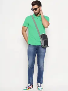 Moda Rapido Men Polo Collar Applique T-shirt