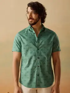 Andamen Men Premium Slim Fit Conversational Printed Spread Collar Cotton Casual Shirt