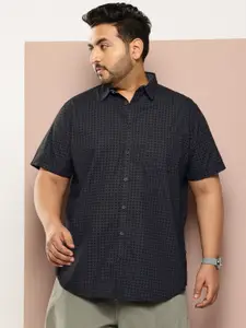 Thomas Scott Plus Size Premium Geometric Printed Pure Cotton Casual Shirt