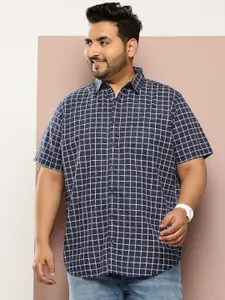 Thomas Scott Plus Size Premium Checked Pure Cotton Casual Shirt