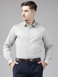 Blackberrys India Fit Micro or Ditsy Print Pure Cotton Slim Fit Formal Shirt