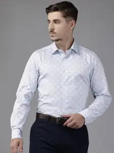 Blackberrys India Fit Micro Floral Print Pure Cotton Slim Fit Formal Shirt