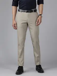 Blackberrys Men Checked Slim Fit Low-Rise Formal Trousers