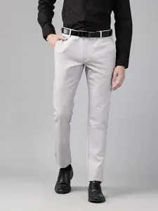Blackberrys Men Pure Cotton Low-Rise Slim Fit Formal Trousers
