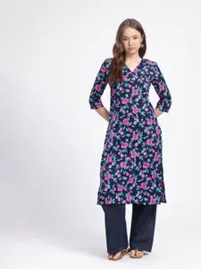 Anouk Rustic V-Neck Floral Printed Straight Kurta