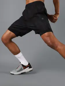 CULT Men Black Urban Camo Run Built-in Shorts