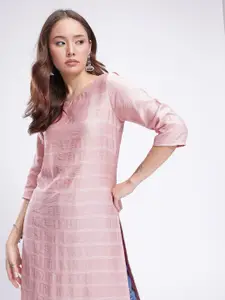 Anouk Rustic Woven Design Striped Straight Kurta