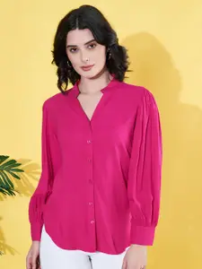 ANVI Be Yourself Women Mandarin Neck Fit Casual Shirt