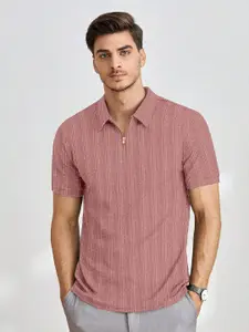 Moda Rapido Men Self Design Polo Collar T-shirt