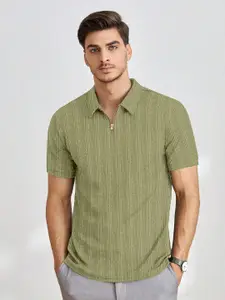 Moda Rapido Men Self Design Polo Collar T-shirt