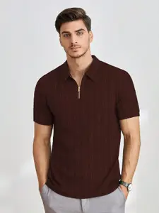 Moda Rapido Men Self Design Polo Collar T-shirt