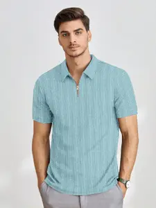 Moda Rapido Men Self Design Polo Collar T-shirt