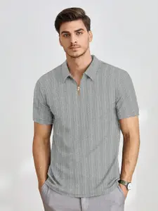 Moda Rapido Men Self Design Polo Collar T-shirt