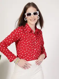 Style Quotient Women Smart Fit Polka Dots Printed Spread Collar Casual Shirt