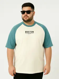 Maniac Men Colourblocked Round Neck Cotton Oversized T-shirt