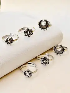 UnfoldSelf 3-Pcs Silver-Plated Oxidised Toe Rings