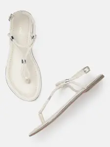 Allen Solly Women T-Strap Woven Design Flats